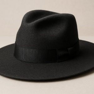 Wool Felt Fedora Hat - Sophisticated Wide-Brim Elegance