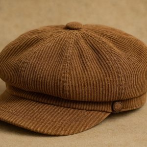 Structured Corduroy Newsboy Cap - Vintage-Inspired Casual Charm
