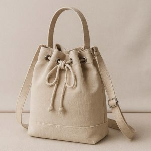 Drawstring Bucket Canvas Tote - Casual & Convertible Style